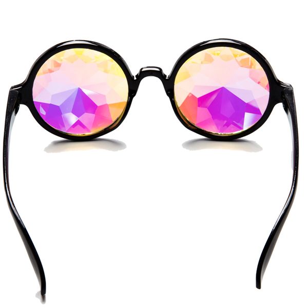 c.f.goggle kaleidoscope lens women men rave festival holographic retro round mirror edm goggles, White;black
